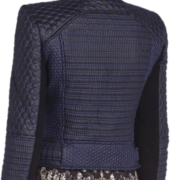 BCBG Maxazria Blue & Black Moto Jacket