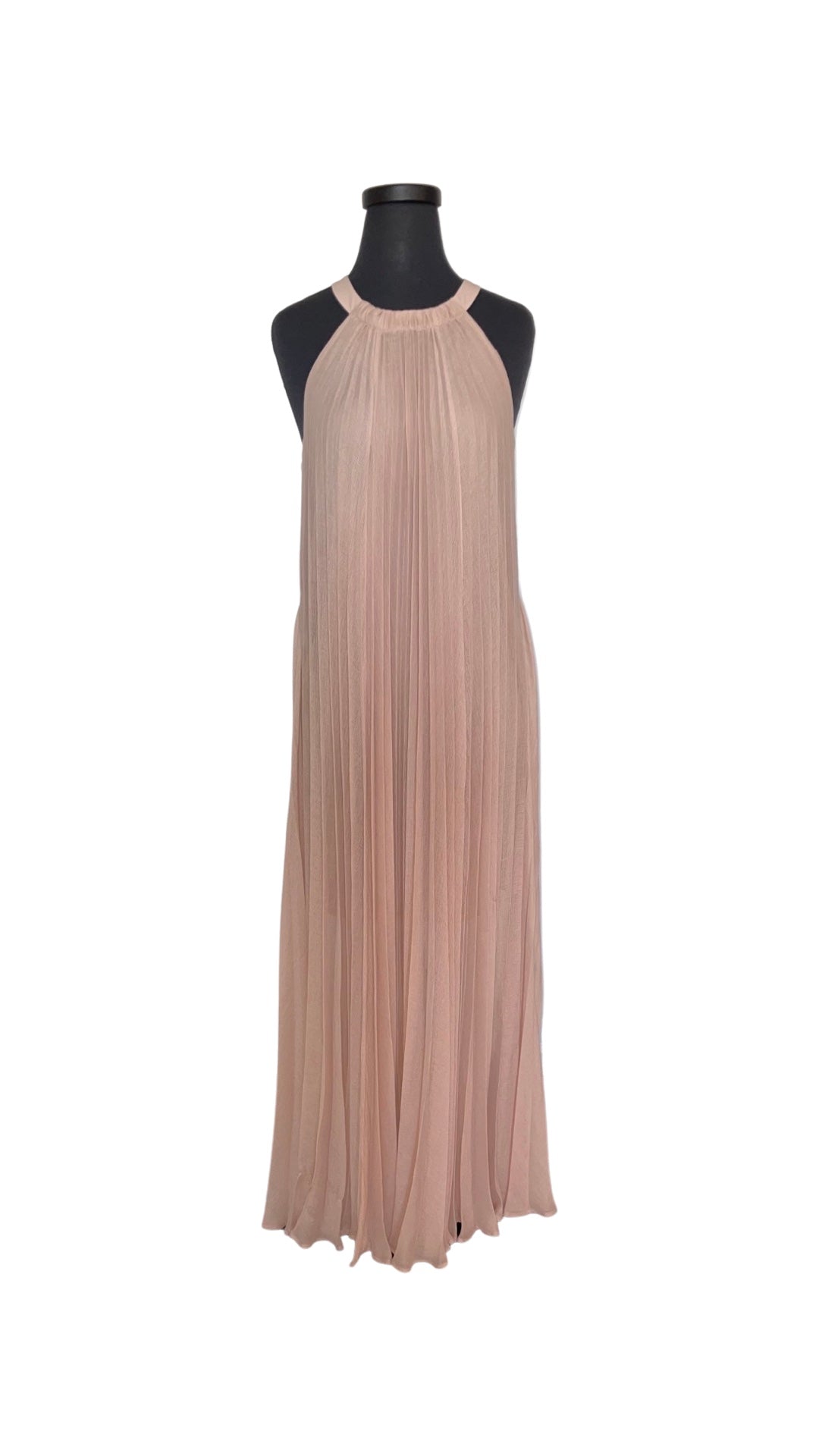 BCBG Tan Pleated Swing Maxi Dress Plum Luxe Boutique