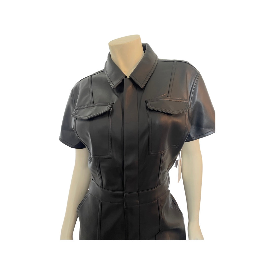 Good American Vegan Leather Black Jumpsuit