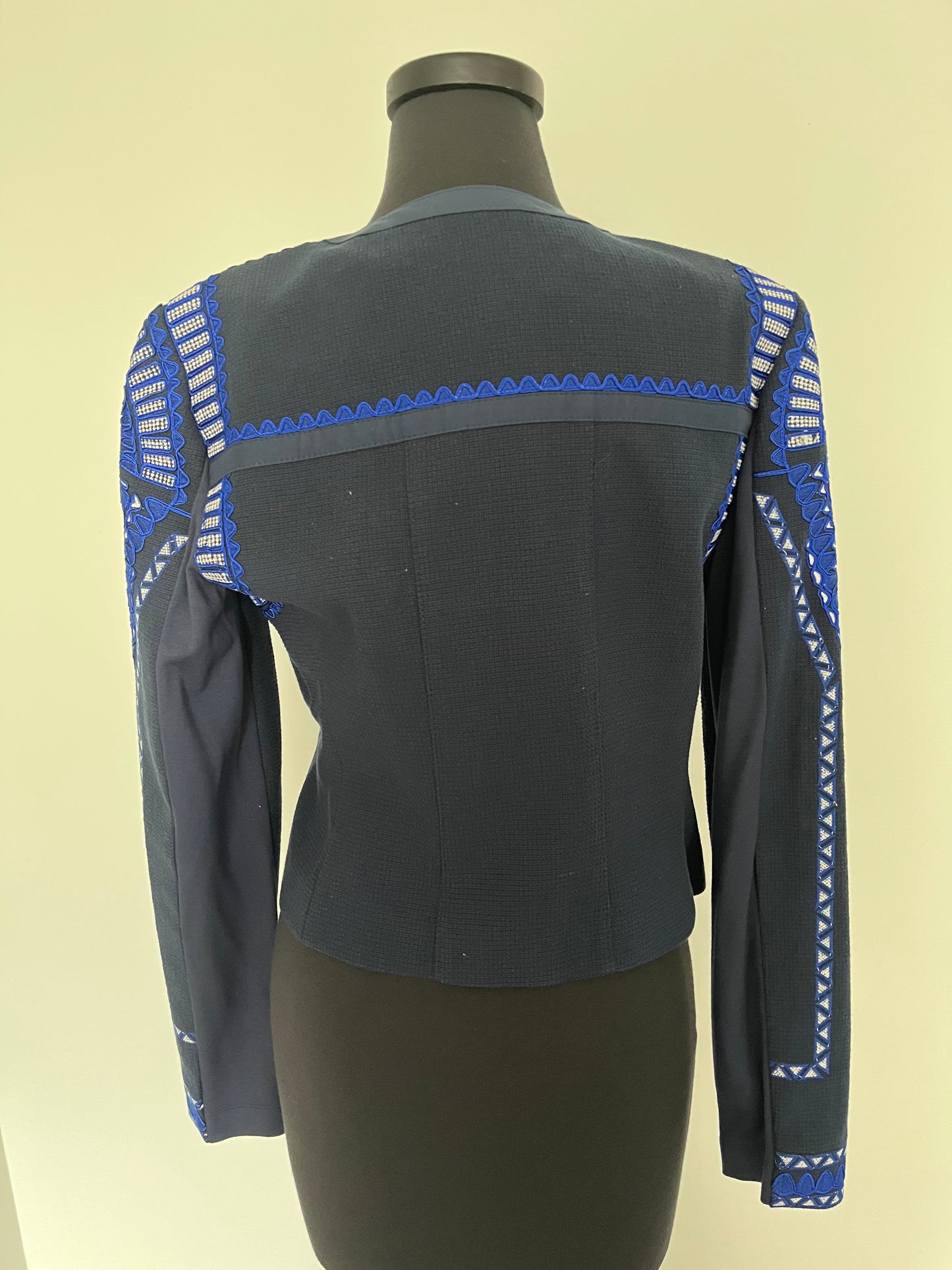 BCBG Maxazria Blue/White Moto Jacket