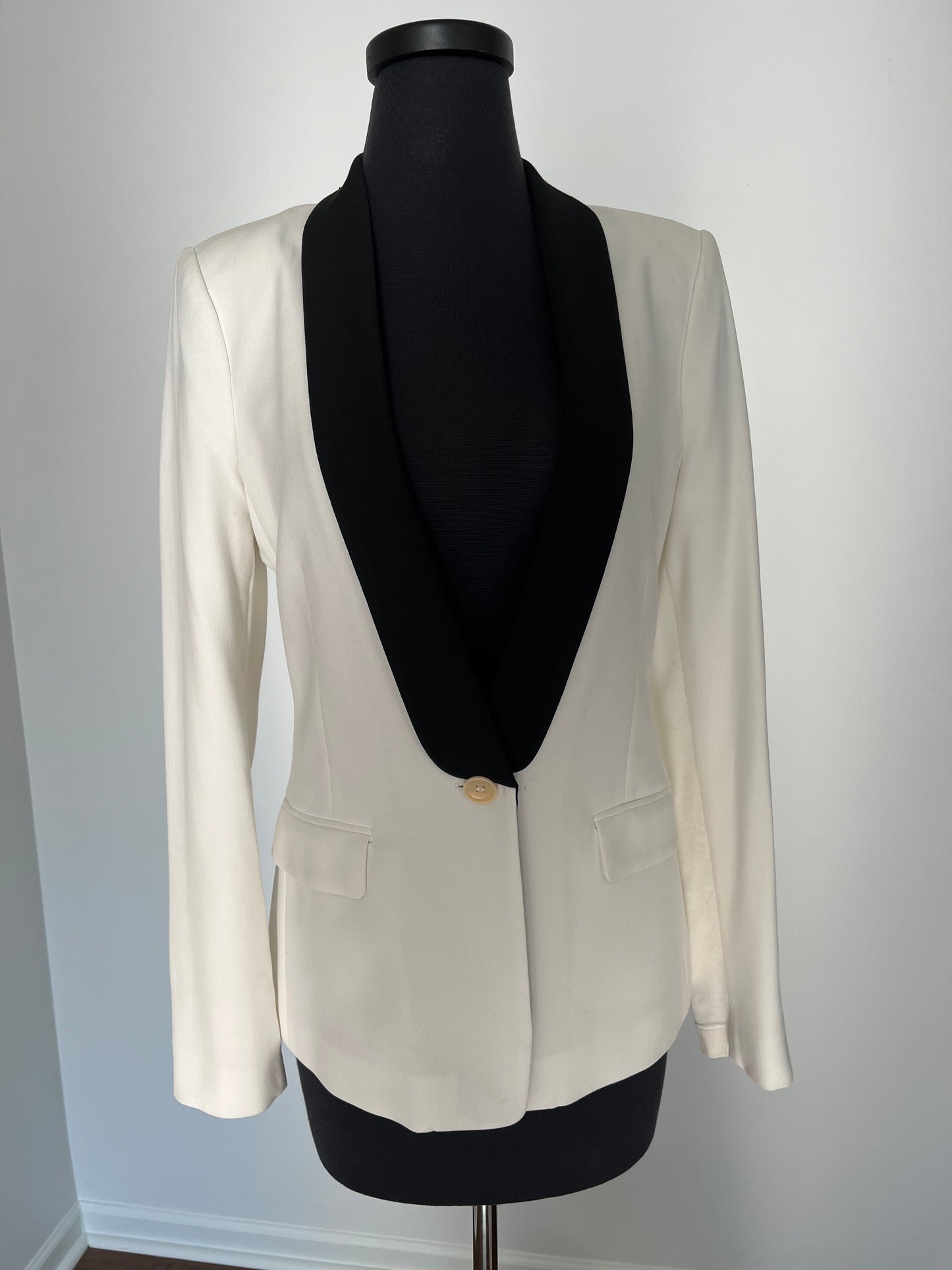 BCBG White w/ Black Tuxedo Jacket