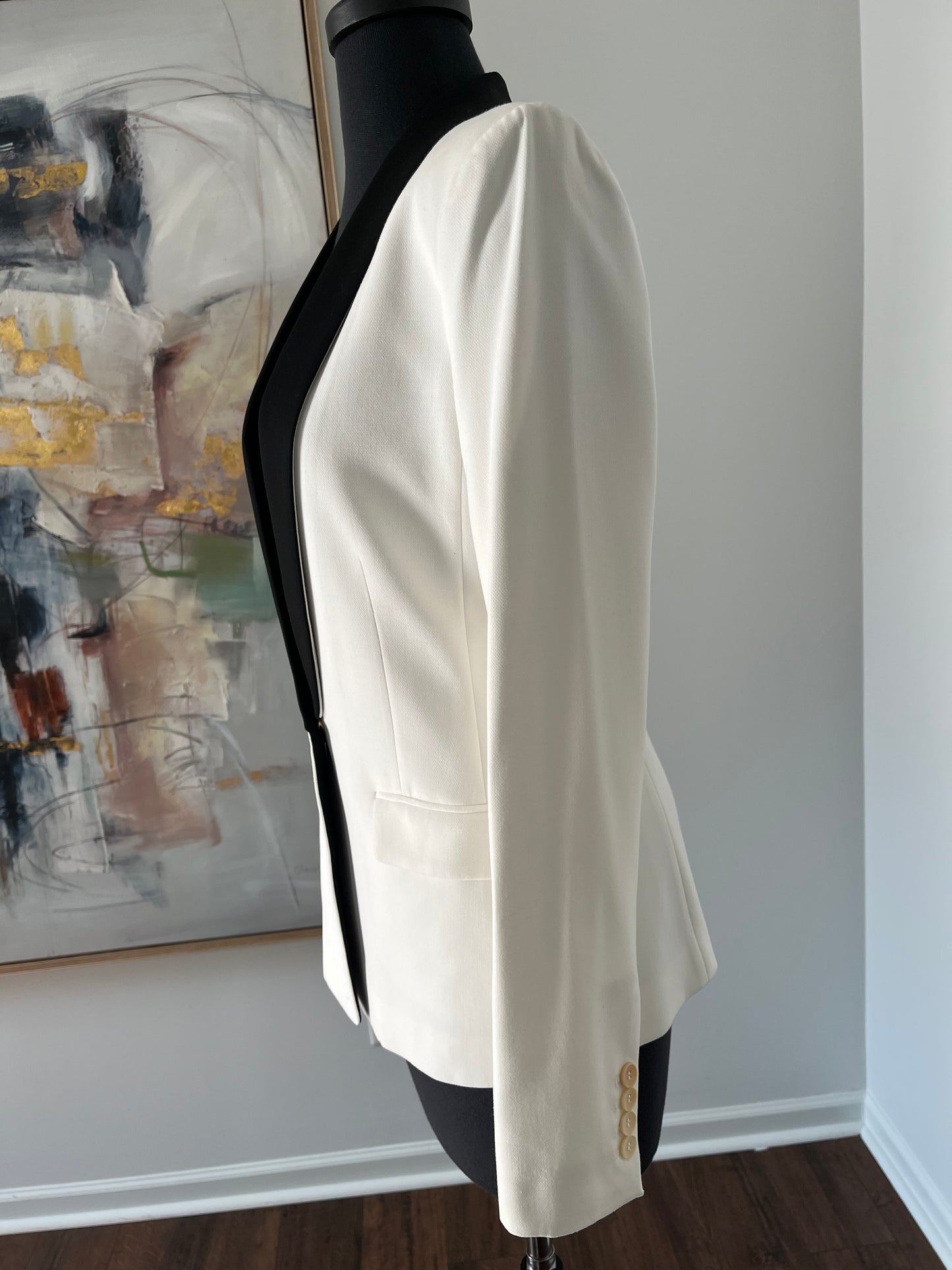 BCBG White w/ Black Tuxedo Jacket