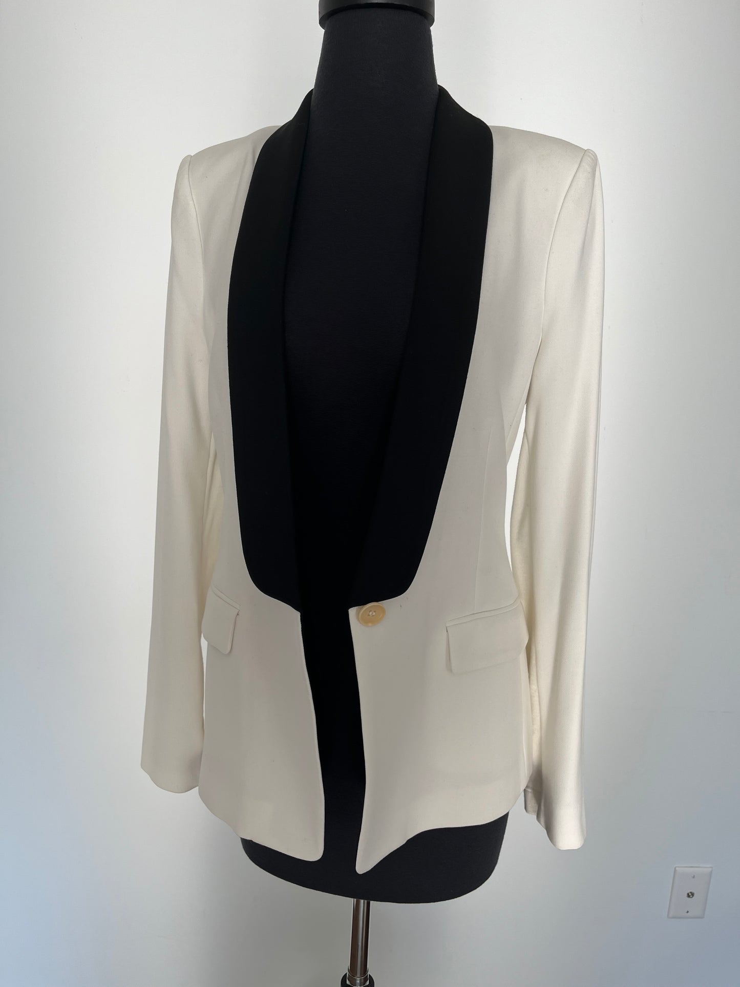 BCBG White w/ Black Tuxedo Jacket
