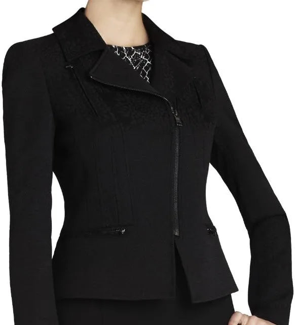 BCBG Maxazria Black Textured Moto Jacket
