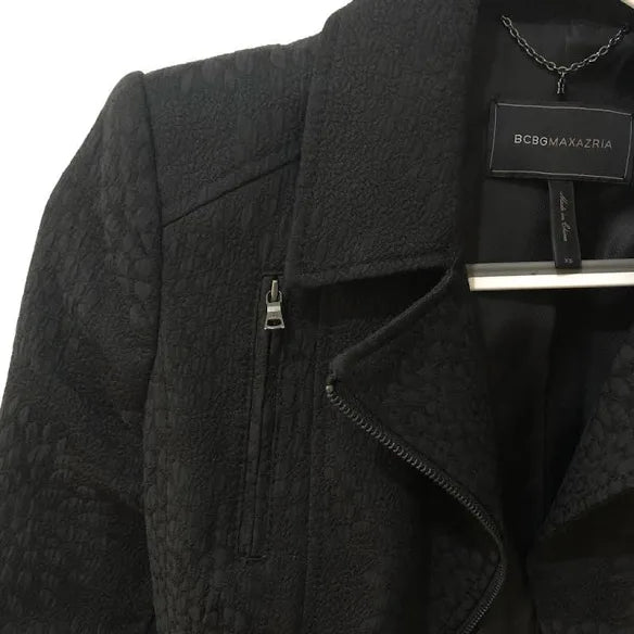 BCBG Maxazria Black Textured Moto Jacket