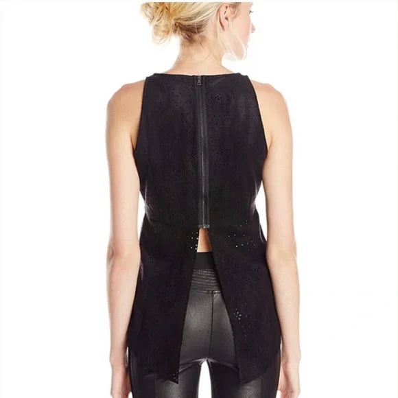 BCBG Maxazria Faux Suede Top