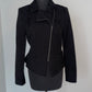 BCBG Maxazria Black Textured Zipped semi cropped Blazer